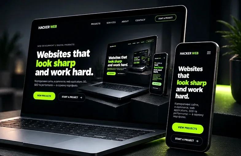 HACKER WEB desktop and mobile