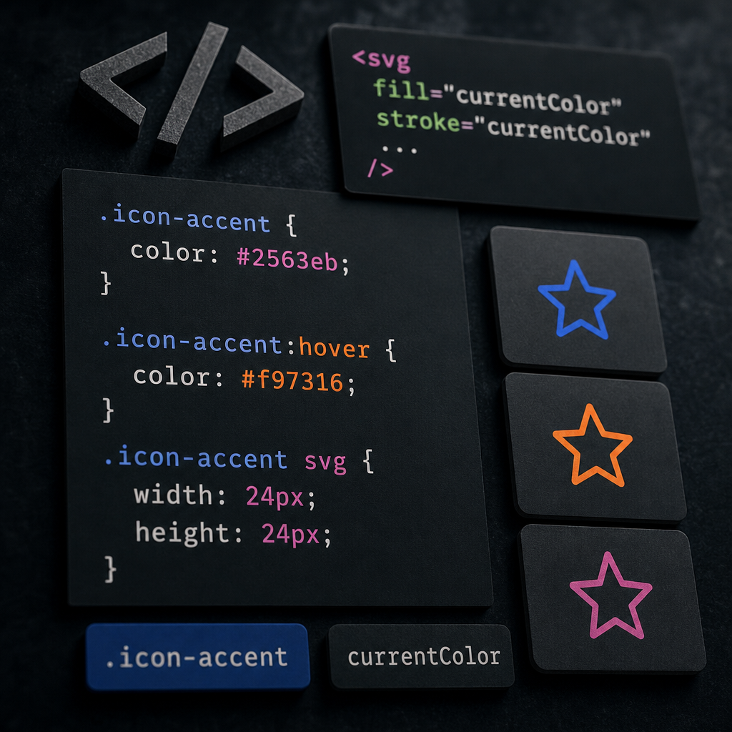 SVG-іконки в Elementor через currentColor: один стиль для всіх станів