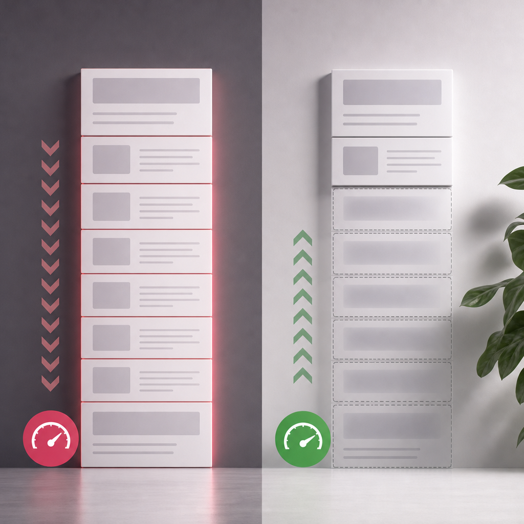 Как ускорить длинные страницы Elementor с помощью content-visibility