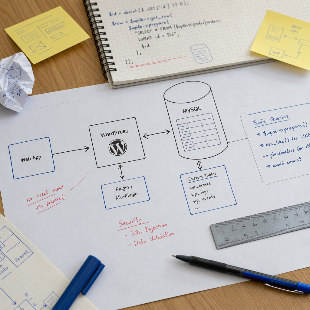 Безопасные SQL-запросы в WordPress через $wpdb: prepare(), LIKE и IN