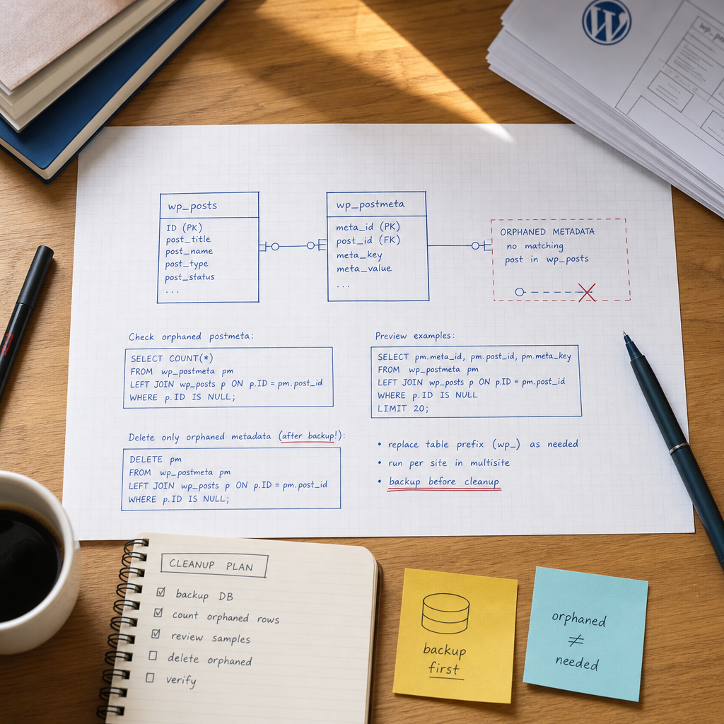 Як очистити orphaned postmeta у WordPress без ризику для даних